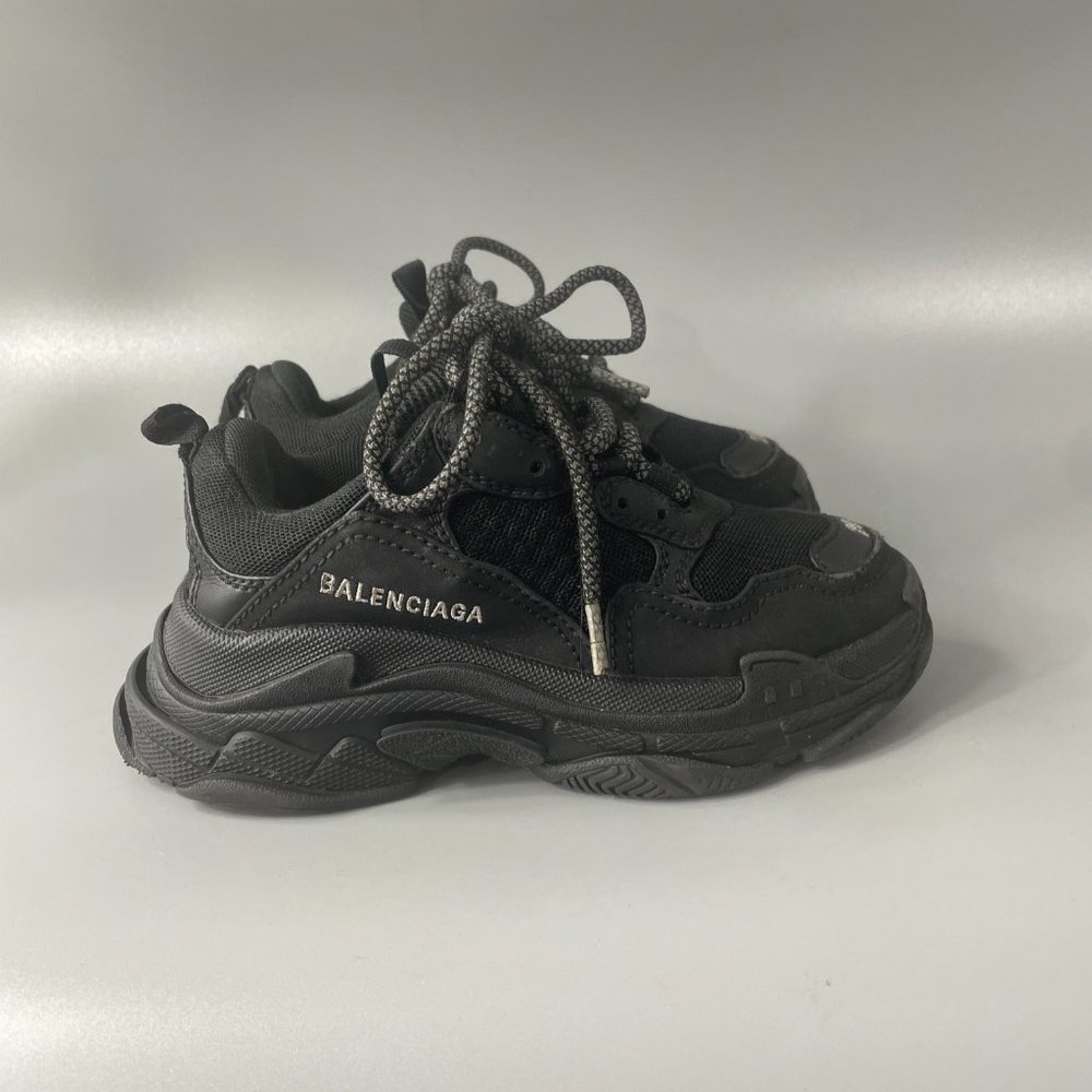 Balenciaga Triple S Kid's Black Polyurethane Wedge Trainer Sneakers, 29 - Picture 2 of 14